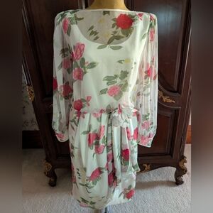 Beautiful Vintage NWT Floral Roses Constance Saunders Richard Warren Dress